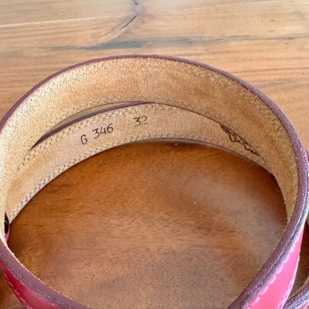 NOCONA Red Leather Tribal/Aztec style belt sz 32 EUC VINTAGE